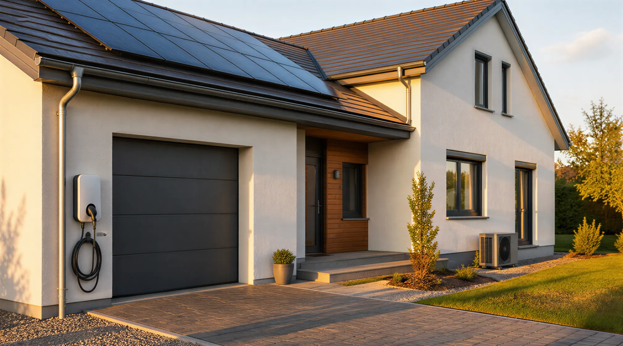 Modernes Wohnhaus mit Energiesystemen